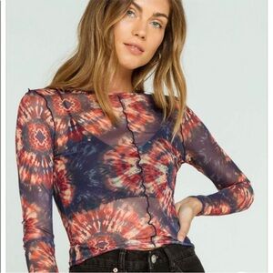 BDG Urban Outfitters Tie Dye Mesh Top Sheer Large
